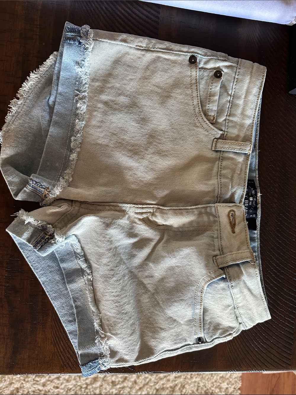 Lucky Brand Light Beige Frayed Hem Denim Shorts
